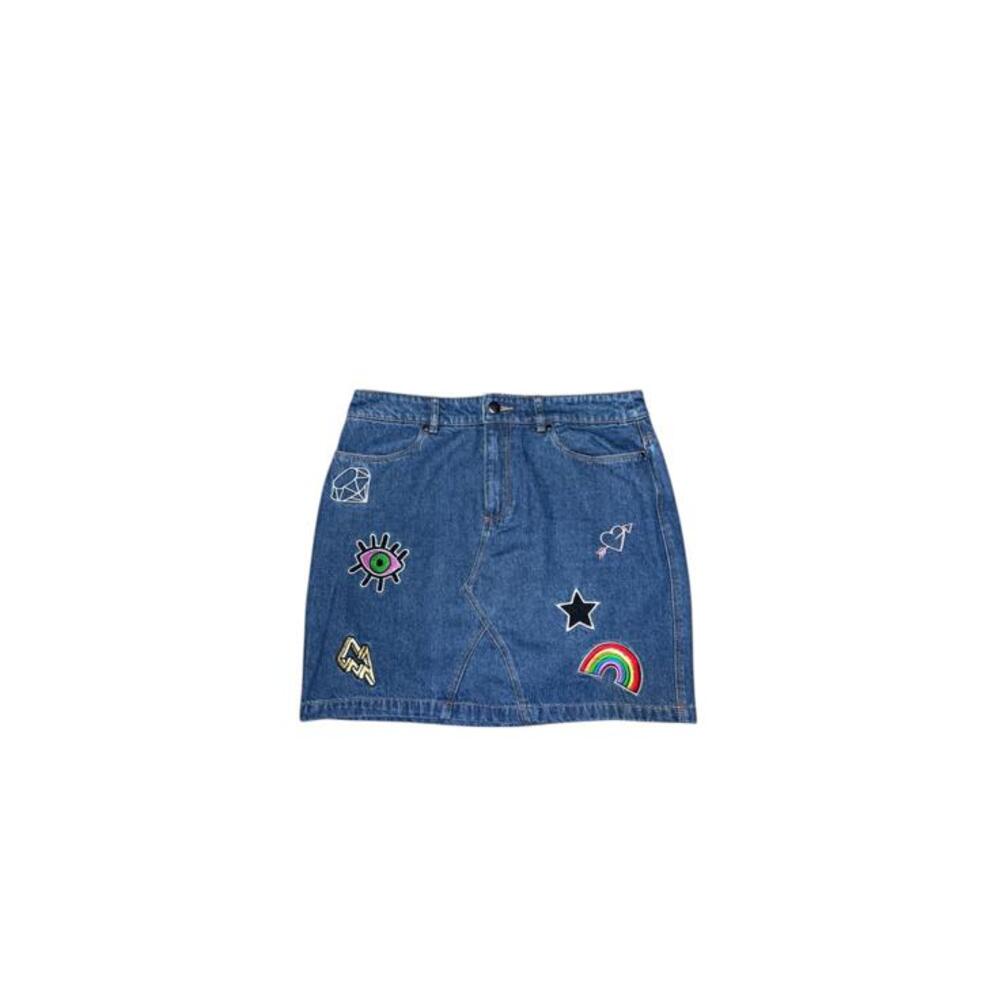 Divided M&M Size 8 Denim Skirt with Fun Patches